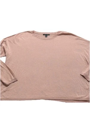 Eileen Fisher 粉色 Featherweight Tencel/尼龙混纺夏季毛衣 L 码 — 第 1/4 张图片