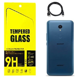 Screen Saver for Sharp Rouvo V (Verizon) Tempered Glass X 2 Packs + USB C-Cable - Picture 1 of 3