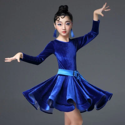 Kids Girls Dancewear Latin Jazz Dance Dress Costume Competition Ballroom Dress - Image 1 of 4