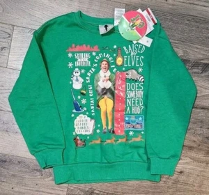 NWT Unisex The Elf Christmas Holiday Sweatshirt Voice Movie Quote Button Youth 8 - Picture 1 of 3