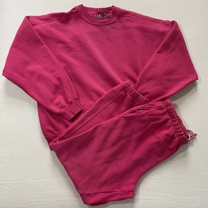 Vintage GAP Sweatsuit Set Adult Medium Pink Sweatshirt Sweatpants Crewneck Heavy - Picture 1 of 19