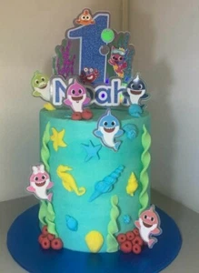 Baby Shark 3D Birthday Cake Topper | Personalised - Picture 1 of 10