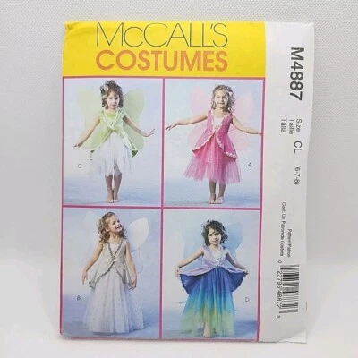 McCall's 4887 Girl's Fairy Costume With Wings Sewing Pattern Size 6-8 Uncut - Image 1 of 4