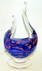 Vintage Footed Millefiori Swirl Blue Pink Stretch Glass Paperweight Heavy 9" T