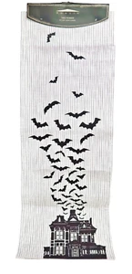 Halloween Tischläufer Spukhaus fliegende Fledermäuse grau gestreift 16 x 90 Domäne - Bild 1 von 11