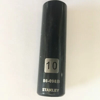 Enchufe Profundo Stanley 10 mm x 1/4" 86-098B Negro Cromo 6 Pt Envío Gratis EE. UU. Foto 1 de 3