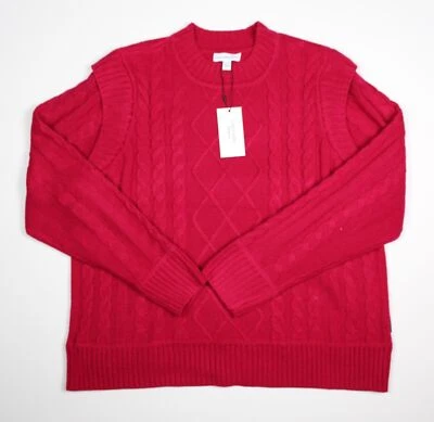 NOVO! Suéter pulôver feminino Calvin Klein XL malha de cabo vermelho novo com etiquetas $89,50 - Imagem 1 de 3