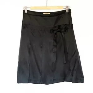 Burberry London Pleated Silk Black Skirt w Bow Accent Italy Timeless Classy Chic - Picture 1 of 7