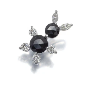 Black&Clear Rose-cut Diamond 0.63ct Rabbit Pendant 18K 750 White Gold - Picture 1 of 4