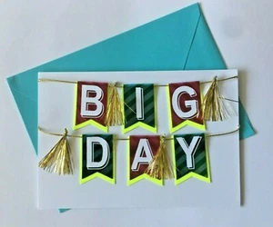 Hallmark Signature Birthday Card/Envelope ~ Bold Banner & Streamers "Big Day" - Picture 1 of 4