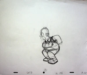 Lápiz de animación dibujado a mano de producción de Los Simpson 20th Century Fox - Imagen 1 de 2