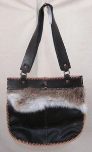 Vintage Bag Leather Fur BOHO Crossbody Hippie Festival Shoulder Purse NWOT - Picture 1 of 4