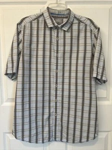 Camisa Tommy Bahama Para Hombres Algodón Abotonada Manga Corta Cuadros Grande Tostado/Marrón - Imagen 1 de 5