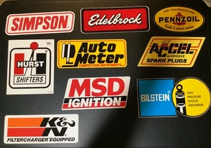 9 large older vintage performance & racing decals ACCEL HURST K&N MSD & more ! - Picture 1 of 11