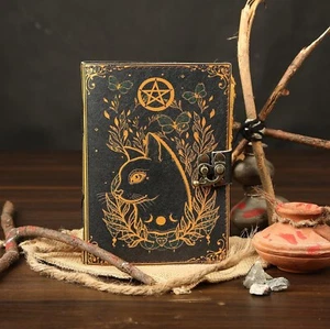 Blank Spell Book of Shadows Journal Little Witch Cat Printed Witchcraft Supplies - Picture 1 of 7