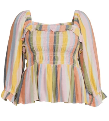 NWT Romantic Gypsy Women's Plus Size Square Neck Top, Long Sleeve, Size 3X - Image 1 of 3