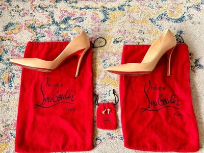 Zapatos de salón Christian Louboutin 100 mm Apostrophy cuero puntiagudo rubor, 8,5, 38,5 $800 Foto 1 de 4