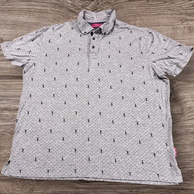 Bruno Milano Mens Sz L Short Sleeve Gray Blue Seahorses Super Soft Polo Shirt - Image 1 of 4