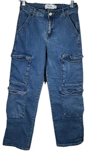 Refuge Denim Cargo Pocket Jeans Women’s Size Medium Y2K Retro Wide Legs - Picture 1 of 10
