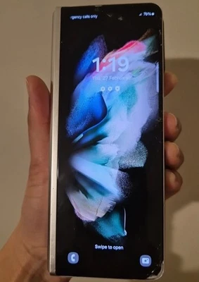 Samsung Galaxy Z Fold 3 256GB – Outer Screen Crack + Speaker Issue – Works Great - image 1 of 4
