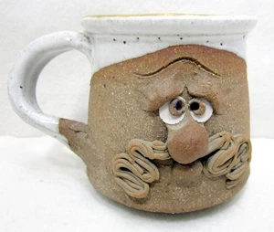 Taza cara cerámica vintage hombre bigote gres - Imagen 1 de 9