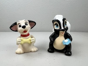 BAMBI FLOWER SKUNK 2.5” ACTION FIGURE TOY & 101 DALMATIANS DOG BONE 2" PRE-OWNED - Picture 1 of 11