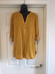 Mustard Yellow Polka Dot Old navy Womens Shirt Size Medium - Picture 1 of 4