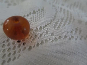 Orange glass stone vintage Japanese netsuke ojime ornament bead - Picture 1 of 2
