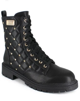 Botas de combate Bebe Dorienne B acolchadas con tachuelas Goth Rock Metal para mujer talla 9,5 Foto 1 de 4