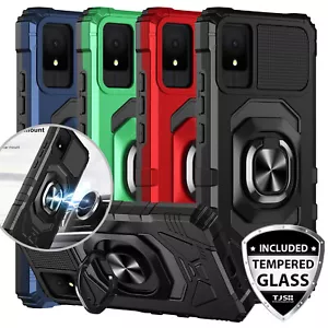 For TCL K11 Phone Case Armor Ring Magnetic Support Stand Cover +Tempered Glass - Picture 1 of 34