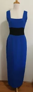 CARLA ZAMPATTI Square Neck Full Length Gown in Royal Blue/Black, Size 10 - Picture 1 of 8