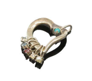 LENOX 925 Silver Vintage Petite Pearl Turquoise & Topaz Heart Pendant PT17586 - Picture 1 of 6