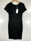 Grace Karin Women's Dress Size Small Solid Black Scallop Hem Short Sleeve NWT