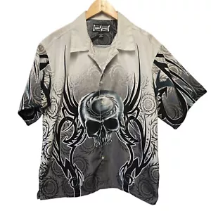 Camicia vintage Steve & Barry Club con bottoni teschio autentica abbigliamento lounge GRANDE - Foto 1 di 5