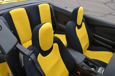 Cubiertas de asiento amarillas delanteras y traseras de neopreno convertibles para Chevy Camaro 5 Foto 1 de 4