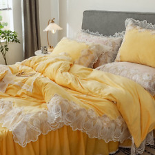 Princess Bedding Sets Soft Velvet Set European Duvet Cover Set with Lace Bed Set