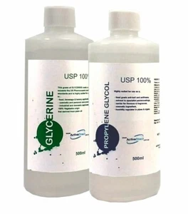Vegetable Glycerine 500ml VG and PG Propylene Glycol 500ml 1 L total COMBO 1L - Picture 1 of 1