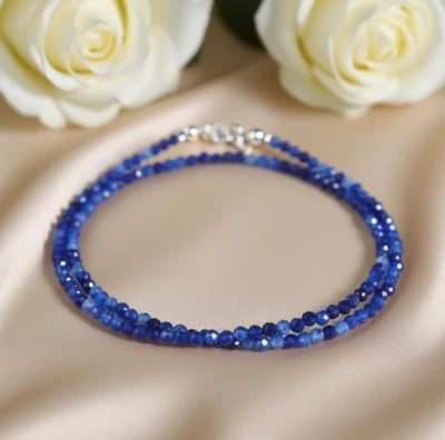 Gargantilla collar de zafiro facetado de 2 mm azul real cristal curativo delicado regalo boho Foto 1 de 4