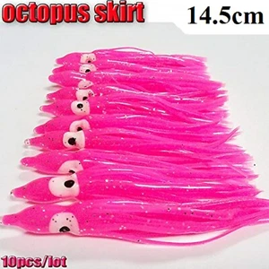 10 x Pink Squid Octopus Lure Skirts 14cm Game Fishing Lures Trolling Skirts New! - Picture 1 of 4