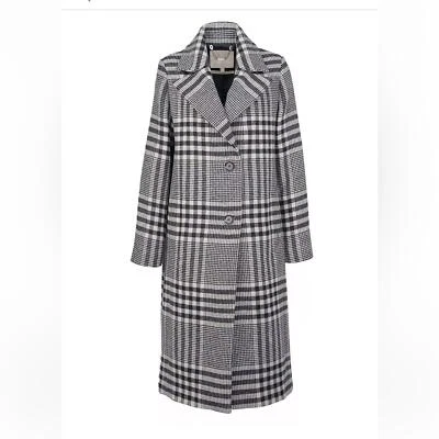 Nuevo con etiquetas Abrigo Barbour Byron Lana Cuadros A Medida TALLA 4 - Negro Blanco Mono Tartán Foto 1 de 3