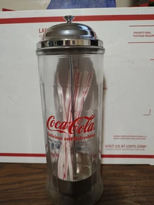 Vintage Coca Cola Straw Dispenser Glass Holder Drink Diner NO Original Box - Picture 1 of 5