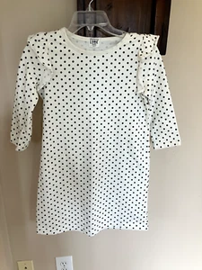 Look by Crewcuts Girl's Ruffled LS White with blue Polka Dot Dress Size L 10 - Picture 1 of 5