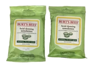 Burt's Bees Asciugamani Pulizia Viso Cetriolo Salvia Pelle Normale Secca 2 Confezioni - Foto 1 di 3