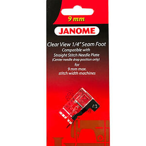 Janome Clear View 1/4" Seam Foot #202216003 for 9mm max stitch width machines