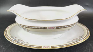 Circa 1921 Atlanta 68448 by Noritake Gravy Boat Attached Underplate Gold Trim - Picture 1 of 7