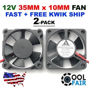 35mm X 10mm New Brushless Case Fan 12V 5.3CFM 2pin PC CPU Cooling 3510s 2-Pack - Picture 1 of 5