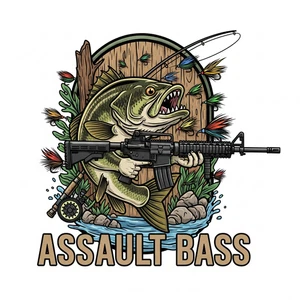 Assault Bass Hoodie - Sport Fishing Hoodie - Sportsman Gift Apparel - Picture 1 of 9