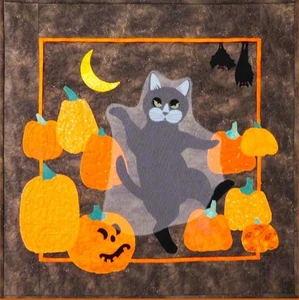 Feline Drive Fabric HAUNTING THE PUMPKIN PATCH Cat Ghost - Paper Pattern - Picture 1 of 8