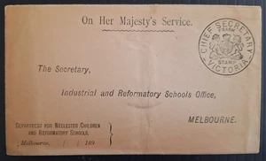 c1890- Victoria Australia OHMS CHIEF SECRETARY Frank Cover Neglected Children - Picture 1 of 2
