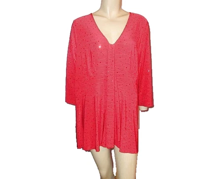 Vtg Jaclyn Smith Glitter Dots Tunic Top Size 3X Stretch Jersey Knit 3/4 Sleeves - Image 1 of 4